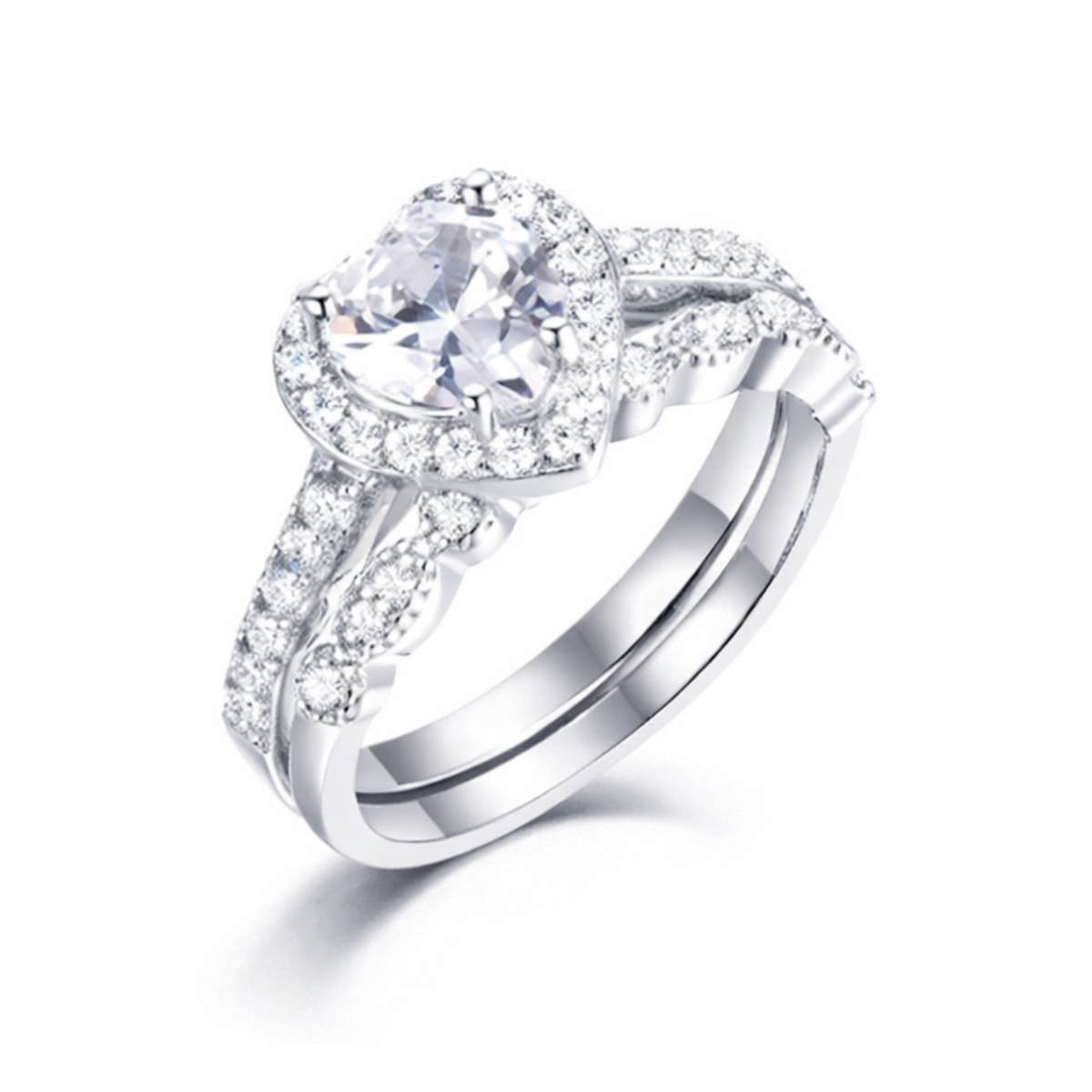 Sterling Silver Timeless Love Heart Engagement Ring