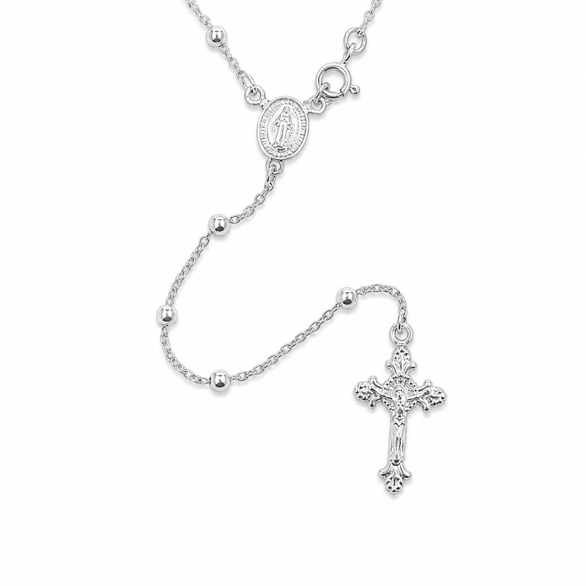 Sterling Silver Perfect Rosary Necklace