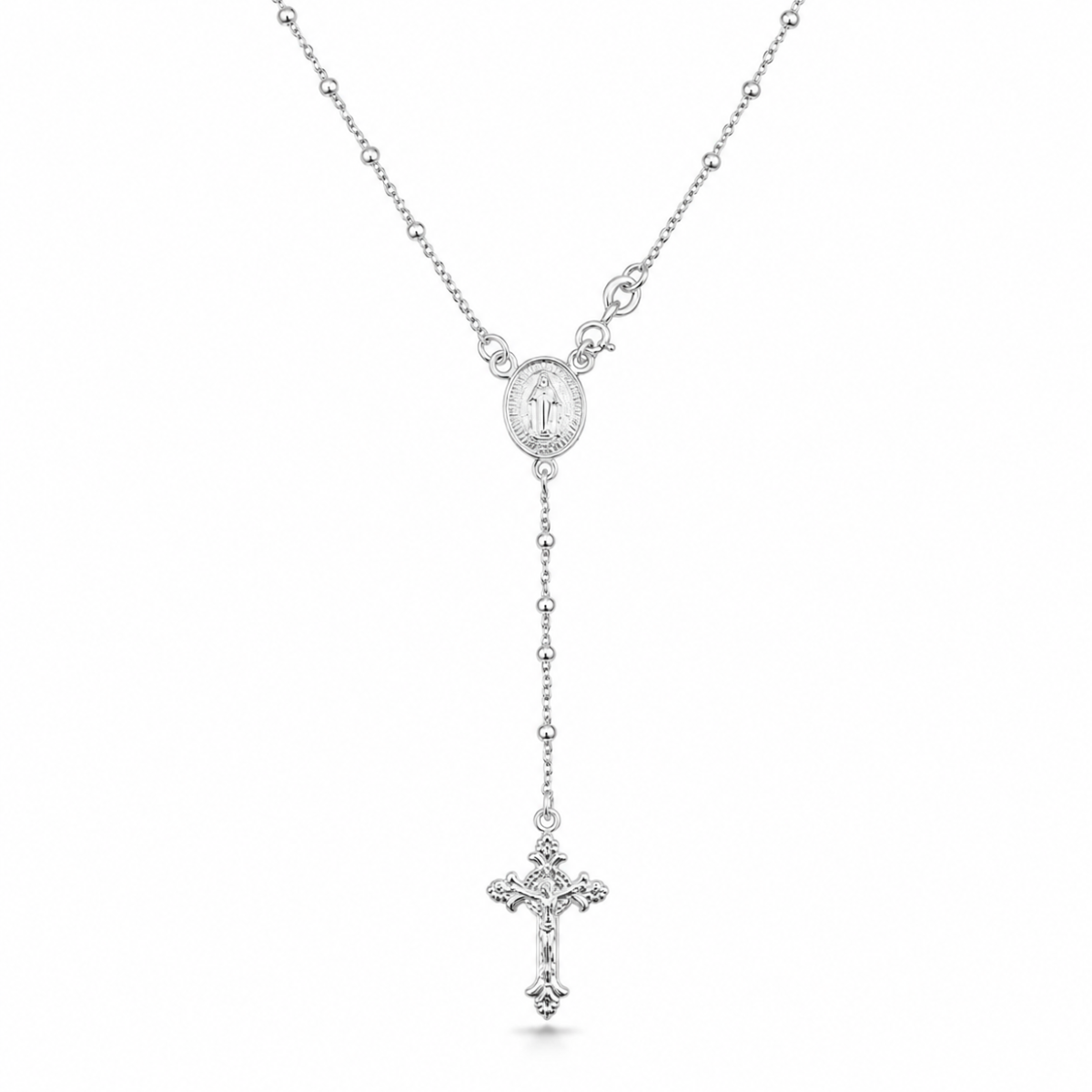 Sterling Silver Perfect Rosary Necklace