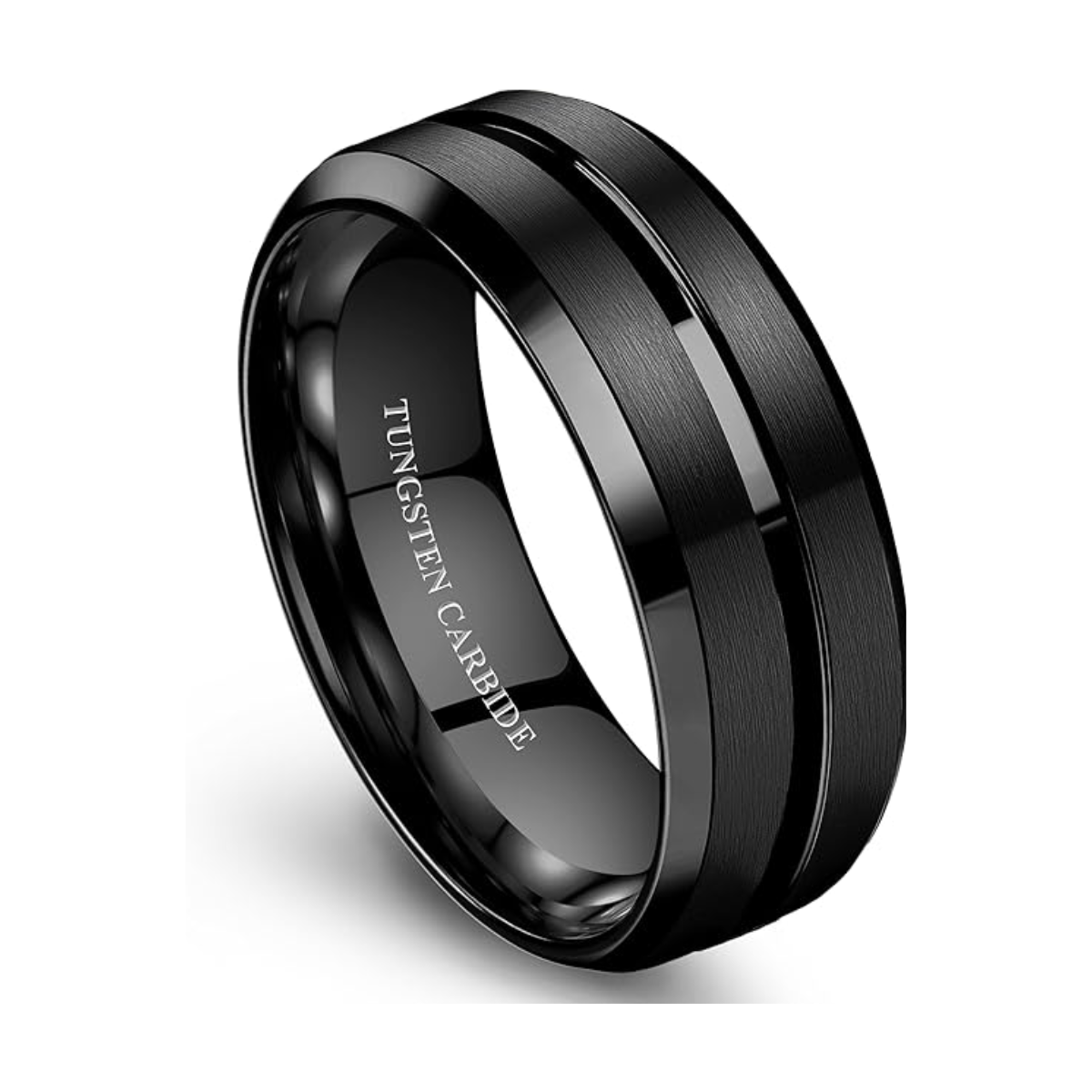 TITAN GROOVE BLACK – ANILLO DE TUNGSTENO 8 MM