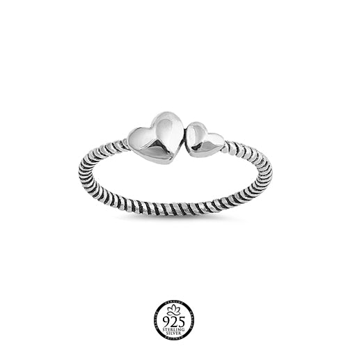 Sterling Silver Double Love Twist Ring