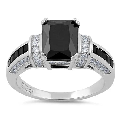 Sterling Silver Lucerna Black Engagement Ring