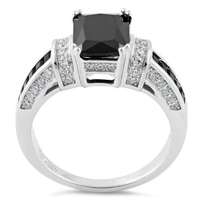 Sterling Silver Lucerna Black Engagement Ring