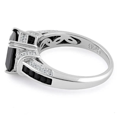Sterling Silver Lucerna Black Engagement Ring