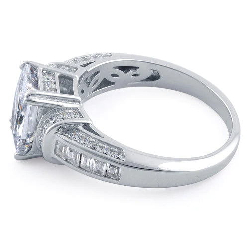 Sterling Silver Lucerna Emerald Cut Engagement Ring