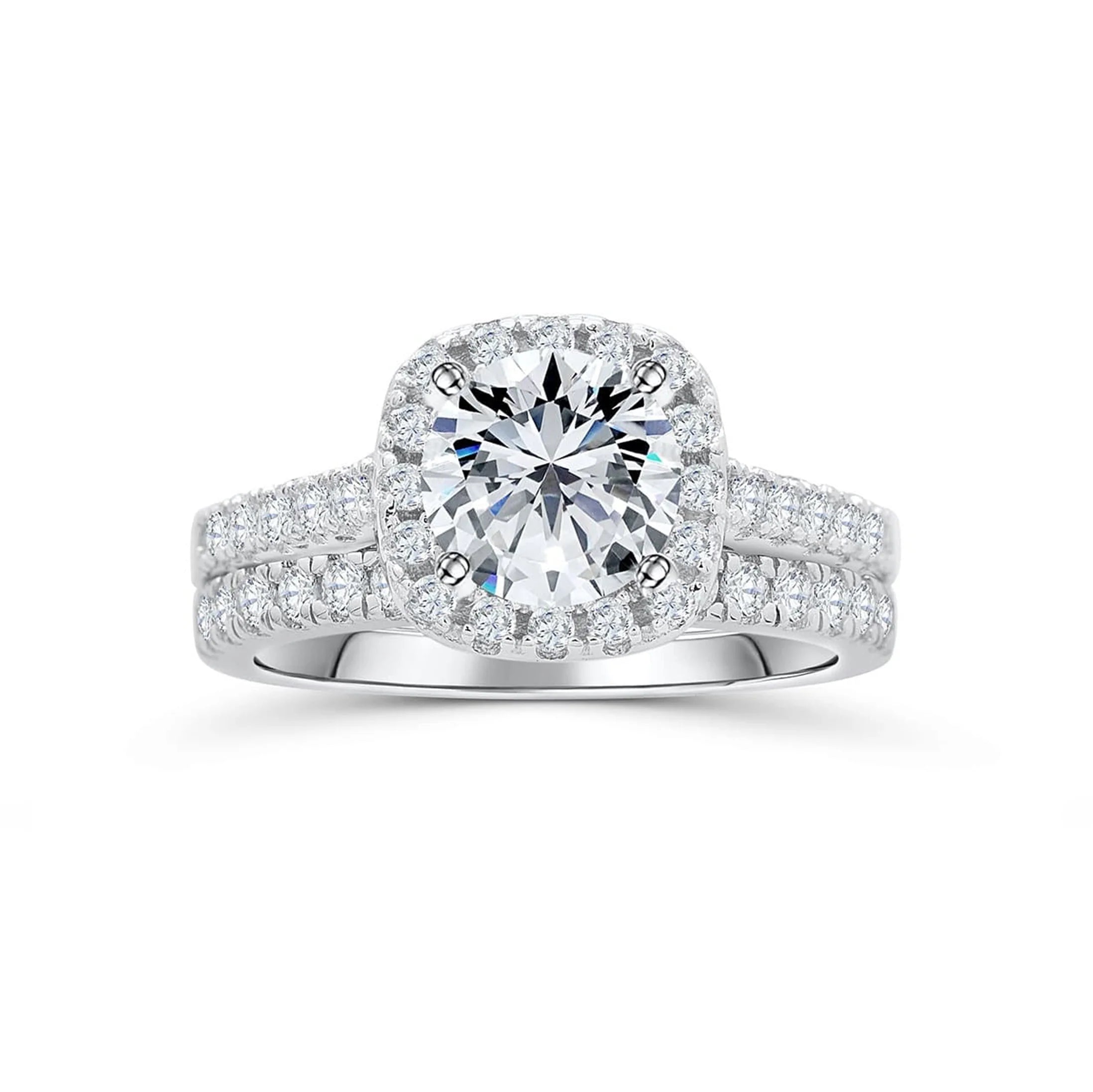 Sterling Sliver Ester Square Engagement Ring
