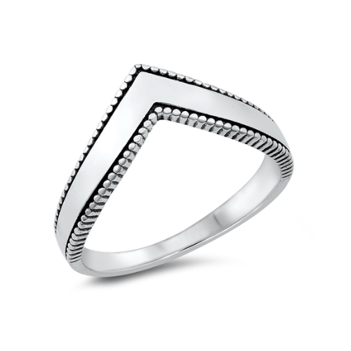 Sterling Silver V Shape Bali Ring