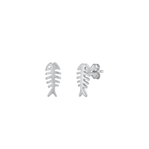 Sterling Silver Fish Skeleton Earrings