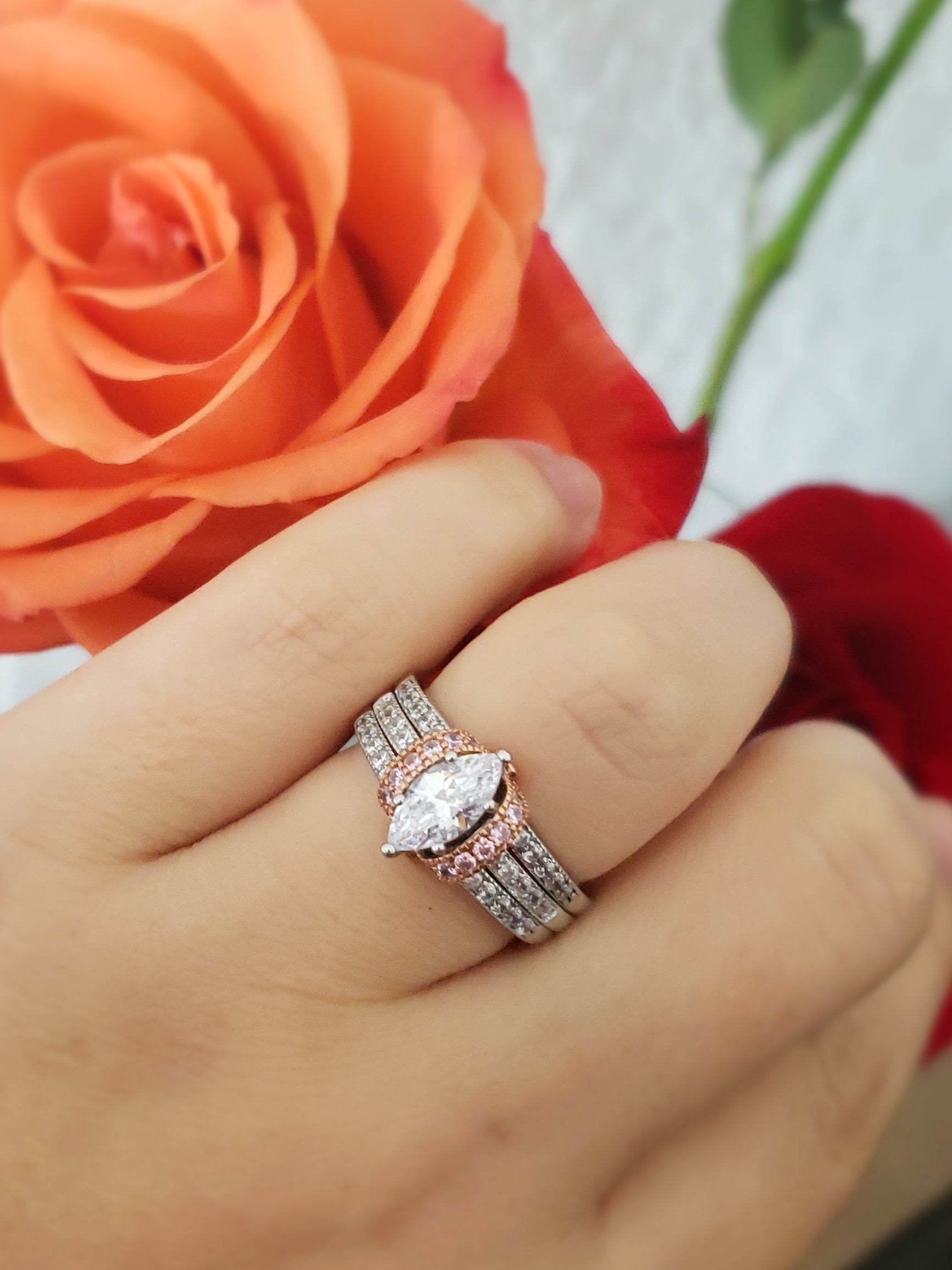 Sterling Silver Clarisse Two Tone Engagement Ring