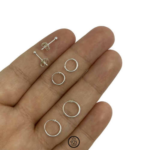 Sterling Silver Mini Dormilonas 2mm Earrings