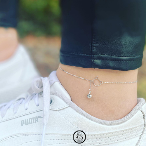 Sterling Silver Cat Bell Anklet