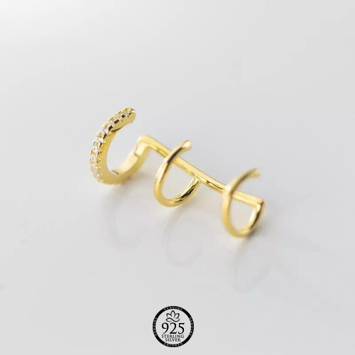 Sterling Silver Triple Happiness Earcuff