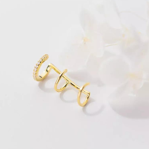 Sterling Silver Triple Happiness Earcuff