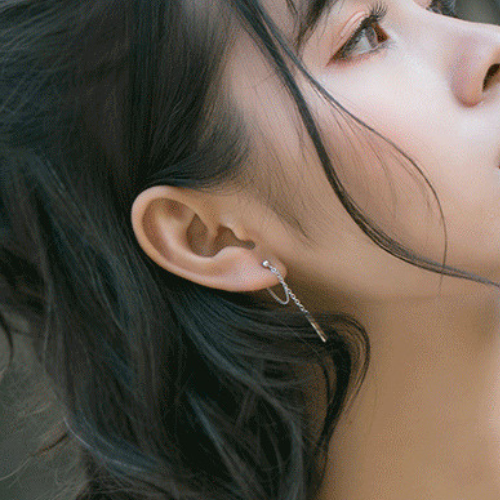 Sterling Silver Verlise Chain Bead Rock Earrings