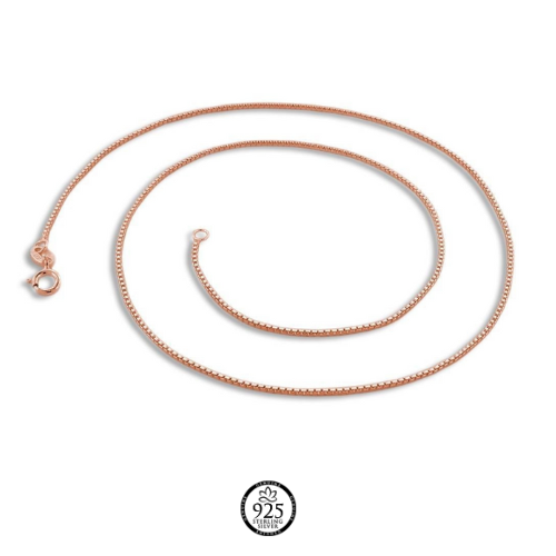 Sterling Silver 14K Rose Gold Plated Box Chain