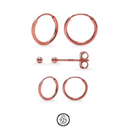 Sterling Silver 18K Rose Gold Plated Basic Earrings Package