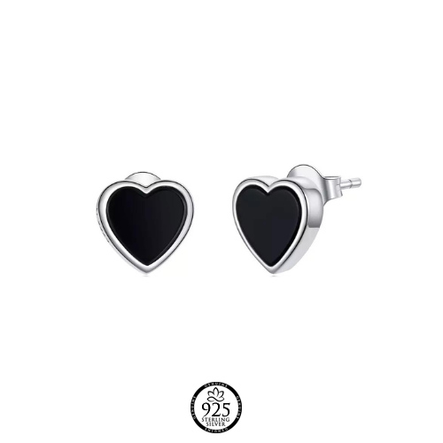 Sterling Silver Black Love Earrings