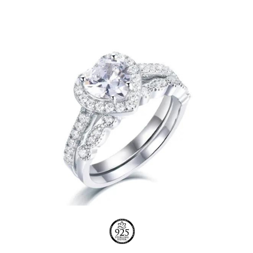 Sterling Silver Timeless Love Heart Engagement Ring