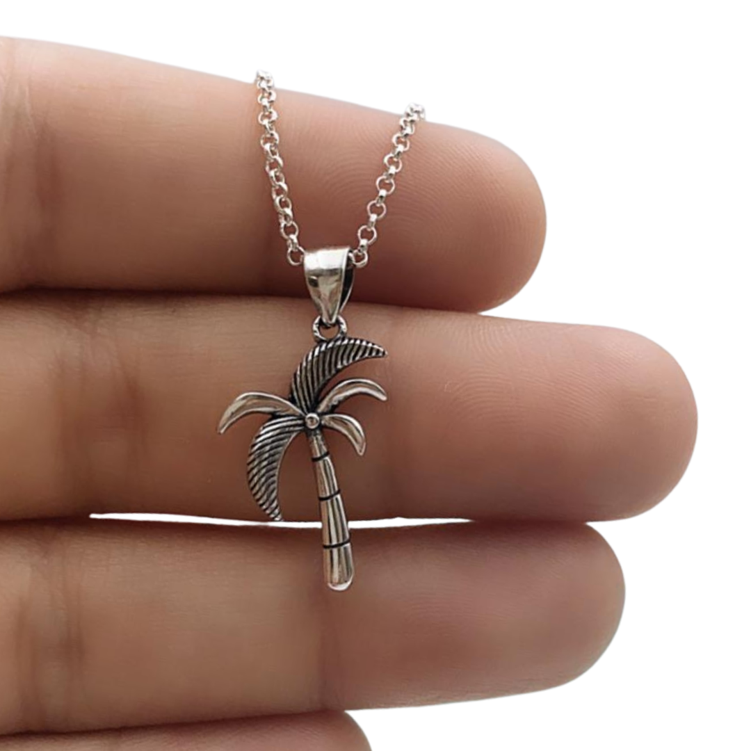Sterling Silver Tropical Palm Necklace