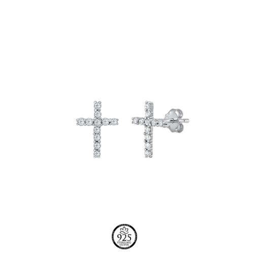 Sterling Silver Abigail Cross Crystals Earrings