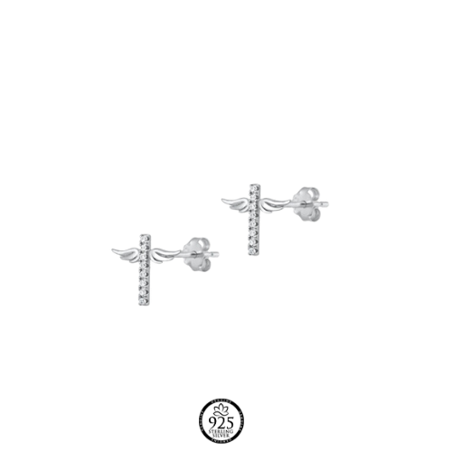 Sterling Silver My Angel Cross Earrings