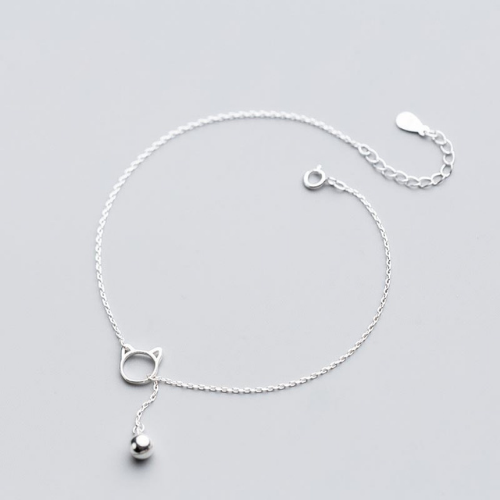 Sterling Silver Cat Bell Anklet
