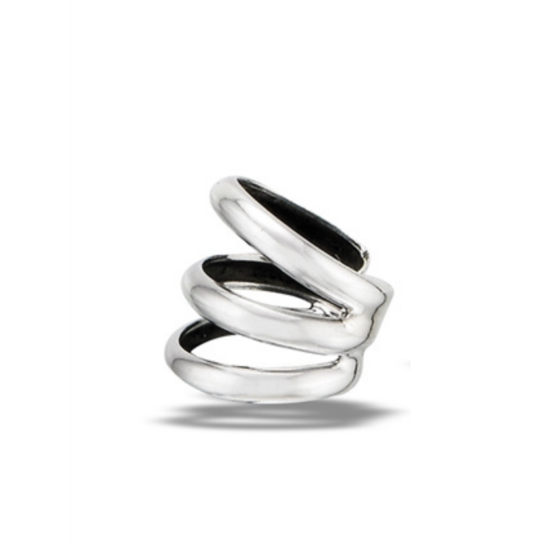 Sterling Silver 3 Row Polished Ear Cuff