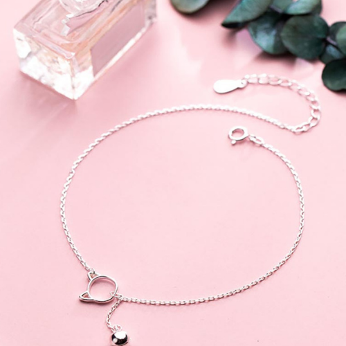 Sterling Silver Cat Bell Anklet