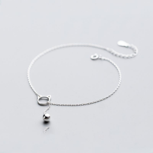 Sterling Silver Cat Bell Anklet