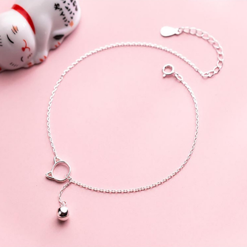 Sterling Silver Cat Bell Anklet