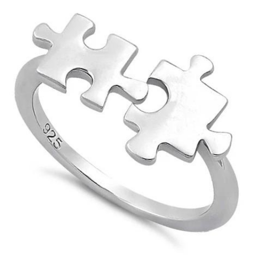 Sterling Silver Autism Puzzle Pieces Ring