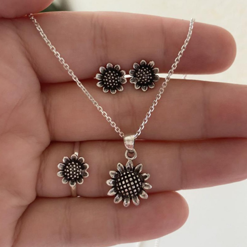 Sterling Silver Sunflower Necklace