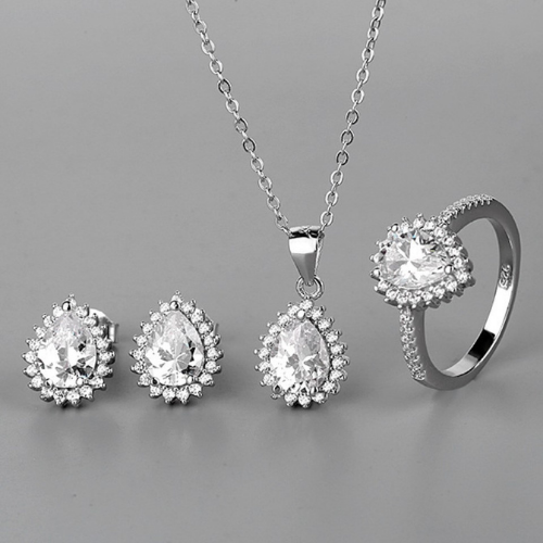Sterling Silver Pear-Shape Crystals Set
