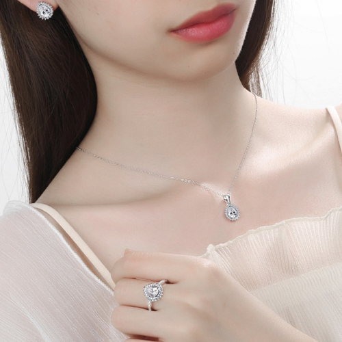 Sterling Silver Pear-Shape Crystals Set