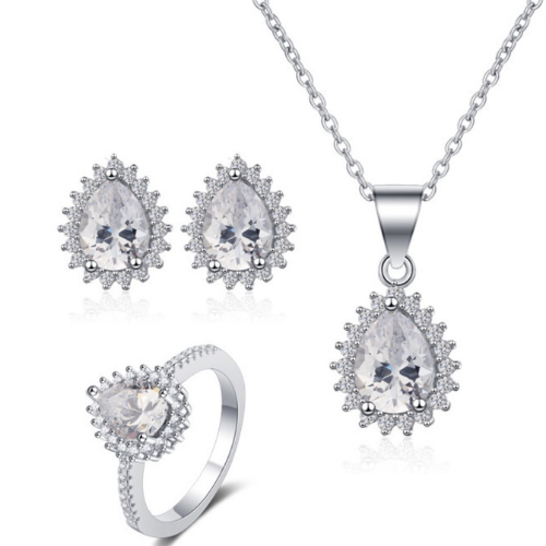 Sterling Silver Pear-Shape Crystals Set