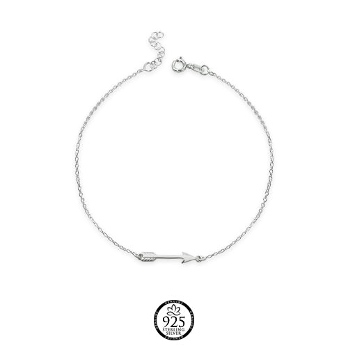 Sterling Silver Sideways Arrow Anklet