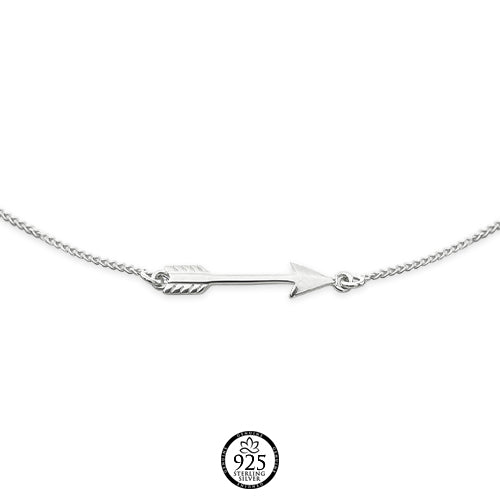 Sterling Silver Sideways Arrow Anklet