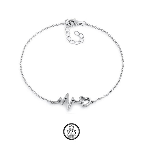 Sterling Silver Heartbeat Bracelet