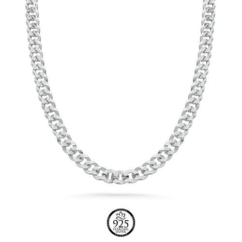 Sterling Silver Jonas Italian Chain - Pave Flat Curb 6.1mm