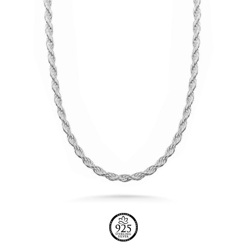Sterling Silver Italian Rope Chain Necklace