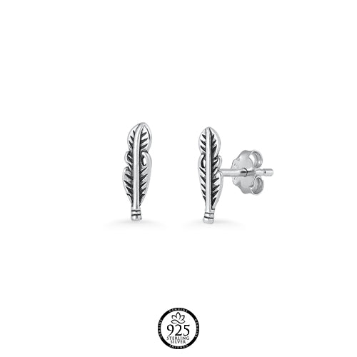 Sterling Silver Mini Feathers Earrings