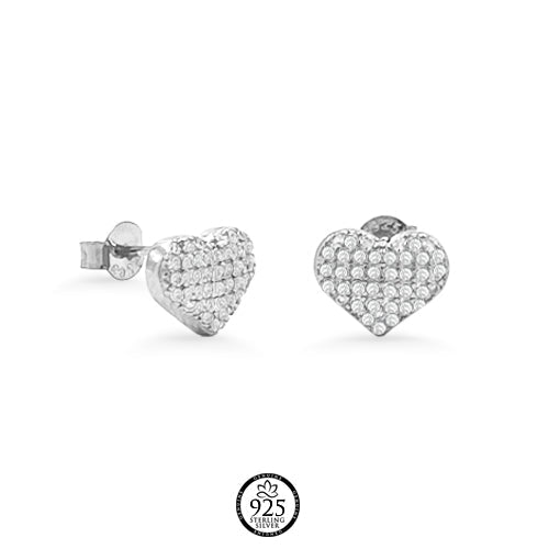 Sterling Silver Sparrow and Heart Crystals Charm