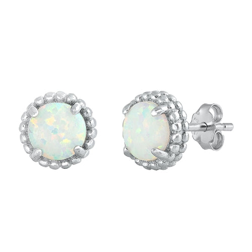Sterling Silver White Opal Beaded Earrings