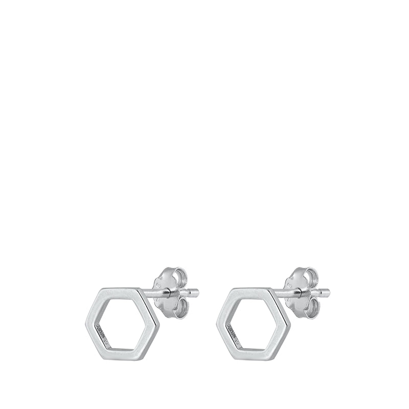 Sterling Silver Hexagon Earrings