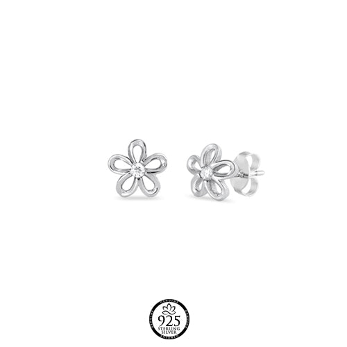 Sterling Silver Campanilla Flower Crystal Earrings