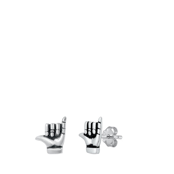 Sterling Silver Hawai Shaka Hands Earrings
