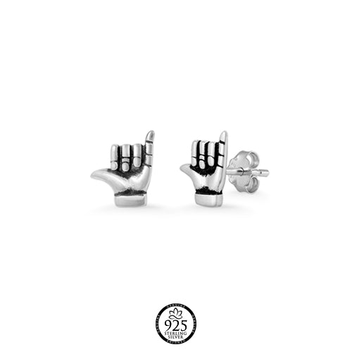 Sterling Silver Hawai Shaka Hands Earrings