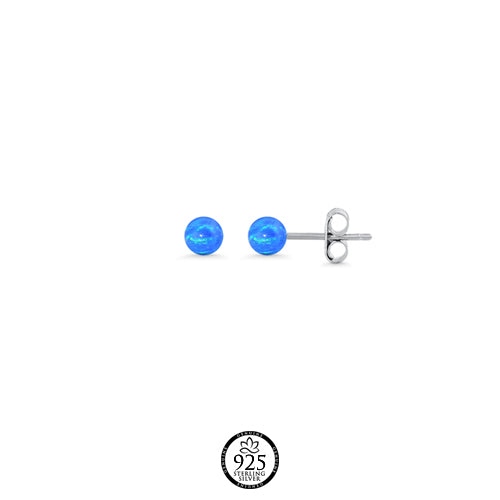 Sterling Silver Blue Opal Mini Balls Earrings