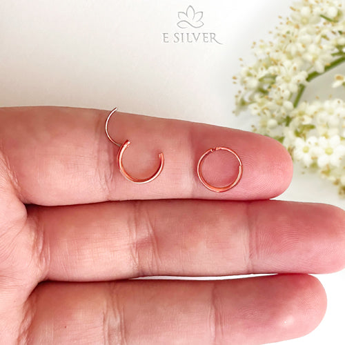 Sterling Silver 18K Rose Gold Plated Mini Hoops