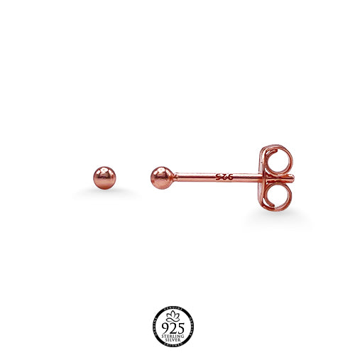 Sterling Silver 18K Rose Gold Electroplating Balls Earrings